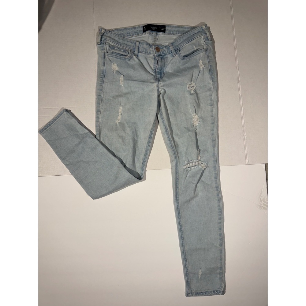 Hollister Low Rise Skinny Crop Jeans Distressed Light Wash Size 5 W27